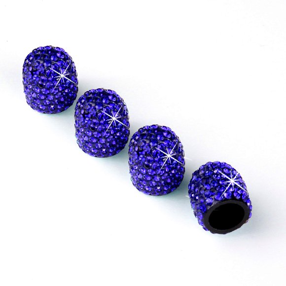 Tapones para vástagos de válvulas JUSTTOP Crystal Rhinestone, paquete de 4 unidades, color azul