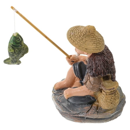 PAMINGONO 1Pcs Wear-resistant Resin Fisherman Statue for Home and Garden Decorations