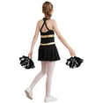 thumbnail image 2 of iiniim Kids Girls Cheerleading Performance Uniform Dance Party Dress with Pom Poms A Black 12, 2 of 7