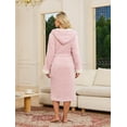thumbnail image 3 of U2SKIIN Womens Hooded Fleece Robes, Soft Long Bathrobe Fluffy Warm Loungewear,(Pink Mel.L-XL), 3 of 5