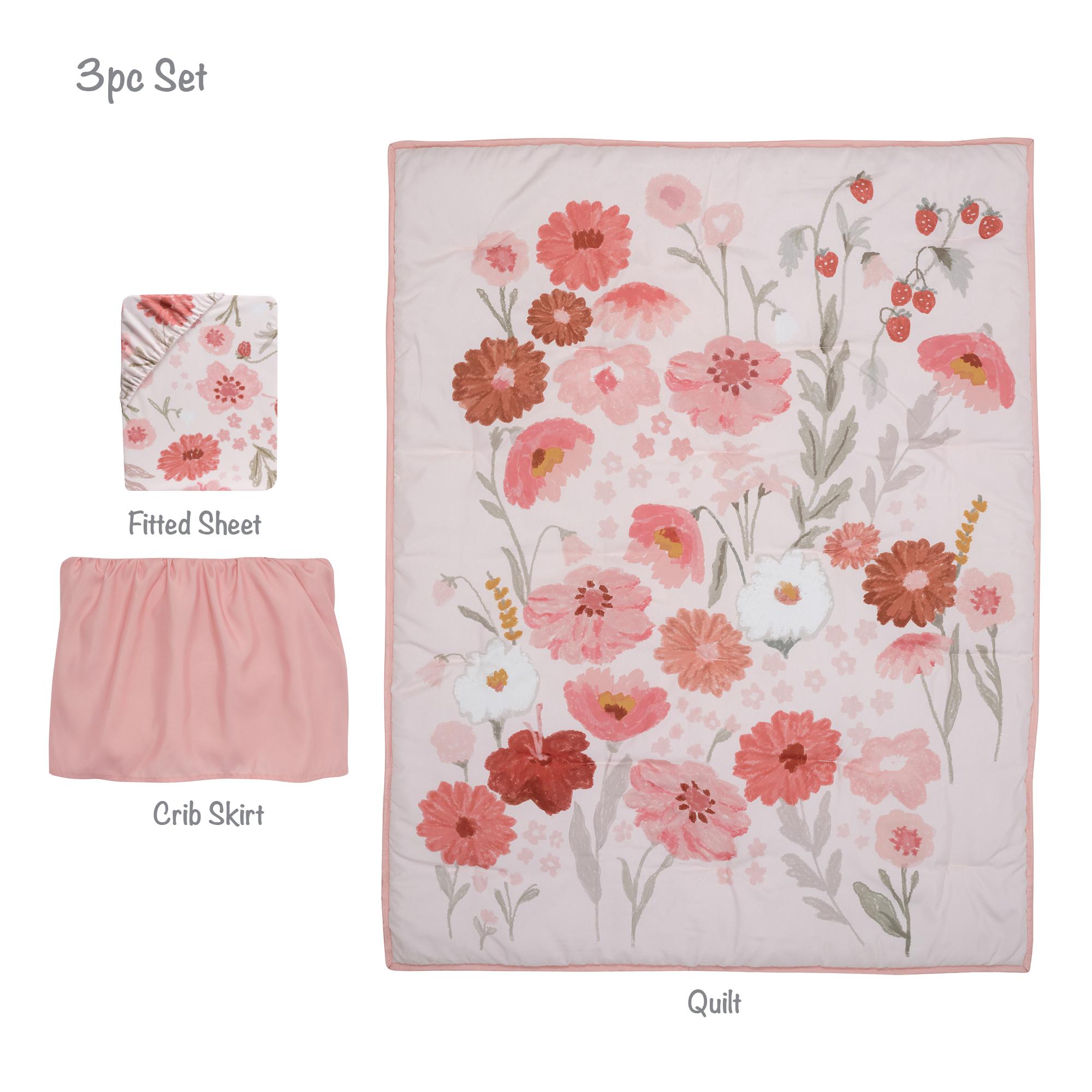 Bedtime Originals Flower Power 3-Piece Floral Baby Nursery Crib Bedding Set