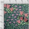 thumbnail image 1 of oneOone Viscose Chiffon Dark Teal Green Fabric Leaves & Floral Dress Material Fabric Print Fabric By The Yard 42 Inch Wide, 1 of 4