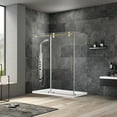 thumbnail image 3 of Vinnova Villena 60" W x 78" H Single Sliding Frameless Glass Shower Enclosure Gold, 3 of 13
