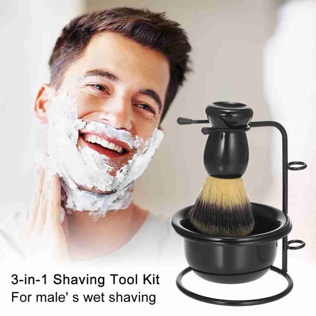 Support de Brosse à Raser & Ensemble de Bols Support de Brosse à Raser en Métal Bol à Savon Mug en Plastique pour Hommes Outils de Retrait de Barbe
