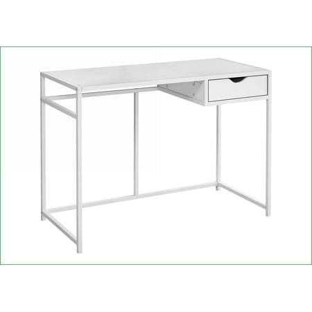 Desks: 42”L Home Office Computer Desk with Storage Drawer Modern White Laminate Metal | White | MDF
