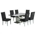 thumbnail image 1 of White Marble 7 piece Dining Set with Silver Stainless Steel Base, 1 of 4