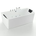 thumbnail image 5 of 67-in L x 33.5-in W White Acrylic Center Drain Freestanding Whirlpool Tub with Faucet - Handshower - Headrest - 8 Water Jets, 5 of 17