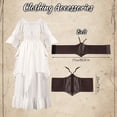 thumbnail image 6 of IROOZIGOTO Womens White Medieval Renaissance Maxi Dress Off Shoulder Long Flare Sleeve with Brown Lace Up Corset Belt Halloween Cosplay Costume, 6 of 9