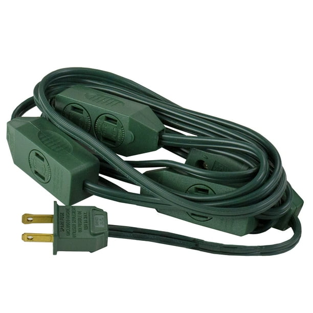 9ft Green Indoor Extension Power Cord with 9Outlets and Foot Switch