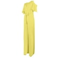 thumbnail image 4 of HOMBOM Women Jumpsuits On Clearance Under $7 Yellow Short Sleeve V-neck Solid Color Off Shoulder Straight-leg Jumpsuit L, 4 of 5