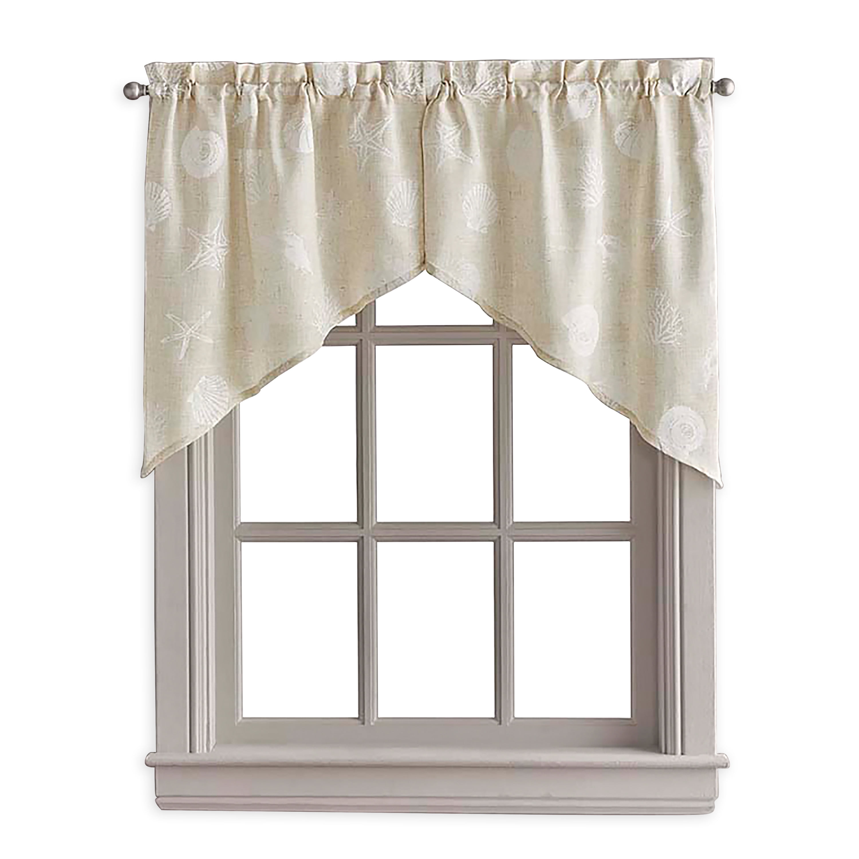 CHF Seashells Swag Curtain 54" x 30" Printed, Linen, Adult