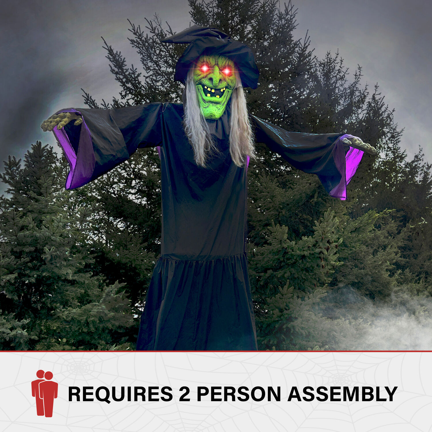 Haunted Hill Farm 15 ft Animatronic Witch with Lights and Sound, Outdoor Halloween Decoration, HHWITCH-48FLSA