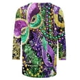 thumbnail image 4 of Jsaierl Mardi Gras Shirts for Women 3/4 Sleeve Mask Graphic Blouse Carnival Themed Tees Party 3D Print Tops Funny Gifts Parade Tshirt, 4 of 5