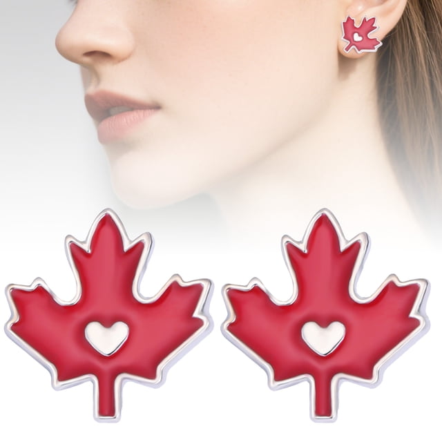 Boucles d'Oreilles pour Femmes Boucles d'Oreilles Feuille d'Érable Canadienne Boucles d'Oreilles Pendantes Rouges et Vertes pour Femmes Célébrer la Fête du Canada avec Style Légères et Confortables