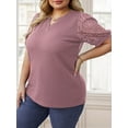 thumbnail image 4 of Cueply Women's Plus Size Tops Summer Short Sleeve Dressy Casual Blouse Shirts Waffle Knit Lace, 4 of 6