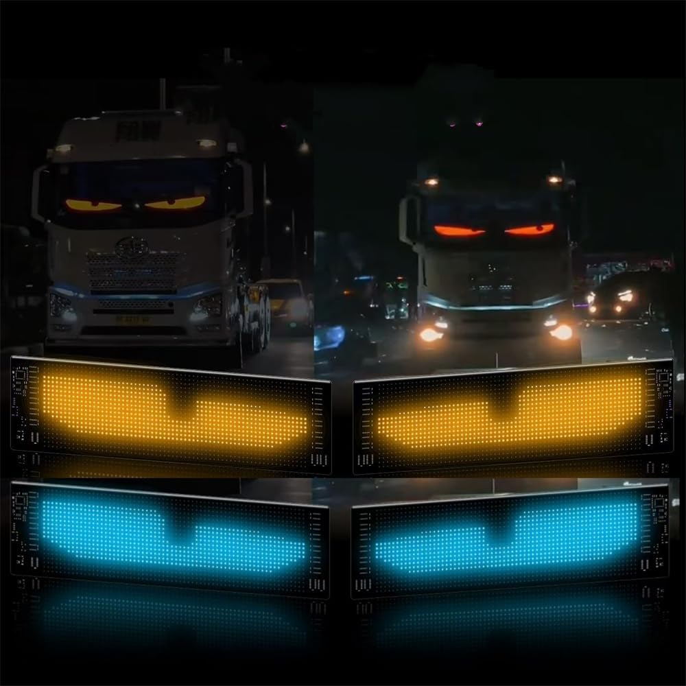 Devil Eyes Light for Cars, Car Window Flexible LED Display Screen Panel, Dynamic Big Eye Lights for Windshield with APP Control and Remote Controller