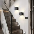 thumbnail image 2 of Paquete de 2 lámparas LED de pared para interiores y exteriores, lámpara de pared negra moderna para exteriores, 6 W, blanco natural, 4000 K, IP65, impermeable, cuadrada, de aluminio, diseño de, 2 of 5