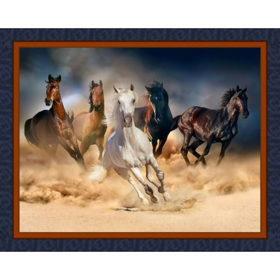 Wild Horses Panel Cotton Fabric