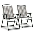 thumbnail image 1 of Costway 2pcs Patio Folding Sling Chairs Dining Armrest Backrest Outdoor Portable, 1 of 10