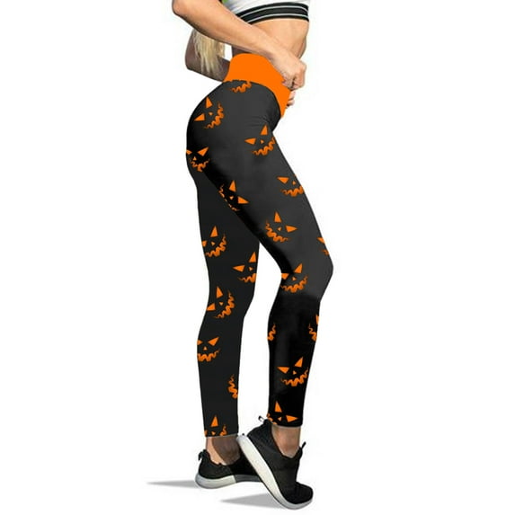 QELUSQELUS Women Halloween Yoga Sport Jegging Pant Printed Skinny Leggings