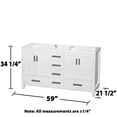 thumbnail image 2 of Wyndham Collection Sheffield 59" No Mirror Wood Double Bathroom Vanity in White, 2 of 4