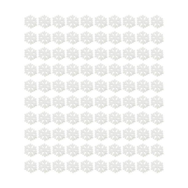 100 copos de nieve navideños de madera, adornos para regalos, suministros decorativos Blanco