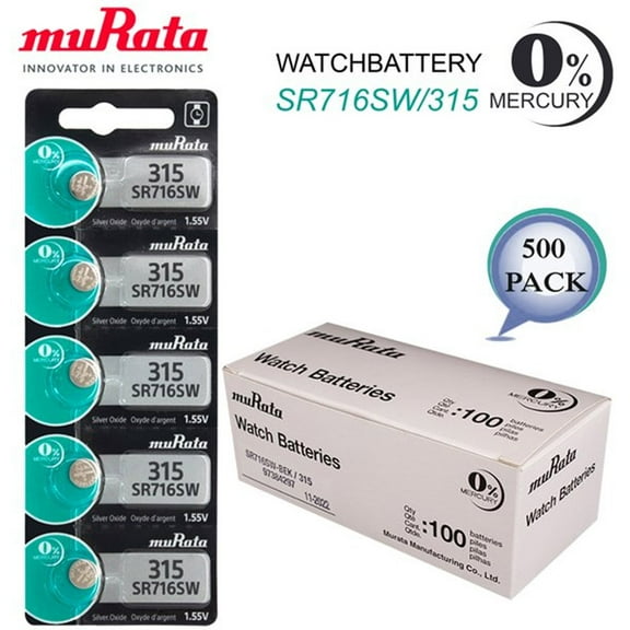 500 x Murata 315 SR716SW BATTERY BATTERIES SILVER OXIDE WATCH COIN CELL Wholesale Pack