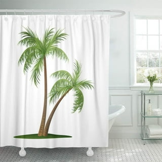 Ambesonne Palm Leaf Shower Curtain, Realistic Vivid Leaves of Palm Tree  Growth Ecology Botany Themed Print, Cloth Fabric Bathroom Decor Set with  Hooks, 69 W x 84 L, Fern Green White