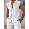thumbnail image 2 of Mens Sleeveless Shirts Casual Button Down Muscle Cut Off Shirts Vintage Western Cowboy Vest Tank Tops Pink M, 2 of 3