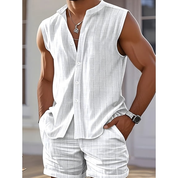 Mens Sleeveless Shirts Casual Button Down Muscle Cut Off Shirts Vintage Western Cowboy Vest Tank Tops White M