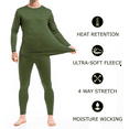 thumbnail image 3 of Therma Pro Mens Fleece Lined Thermal Top & Bottom Underwear Set, Long Johns Base Layer Ultra-Soft, Army Green, X-Large, 3 of 6