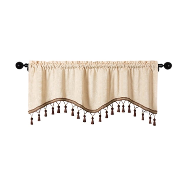 Modern Home Decor,Window Curtain Rod Elegant Fringed Window Curtains Patterned Rod Panels Stylish Short Drapes for Home Decor Window Curtain Panels,Curtain Rods for Windows