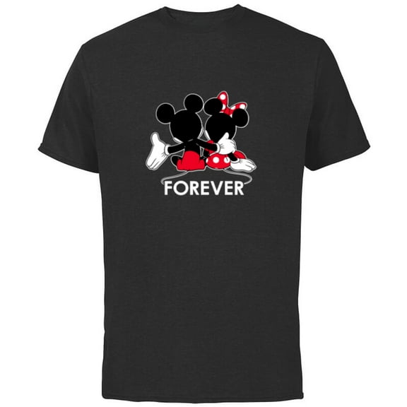 Disney Mickey and Minnie Mouse Silhouettes Forever - Short Sleeve Cotton T-Shirt for Adults -Customized-Black