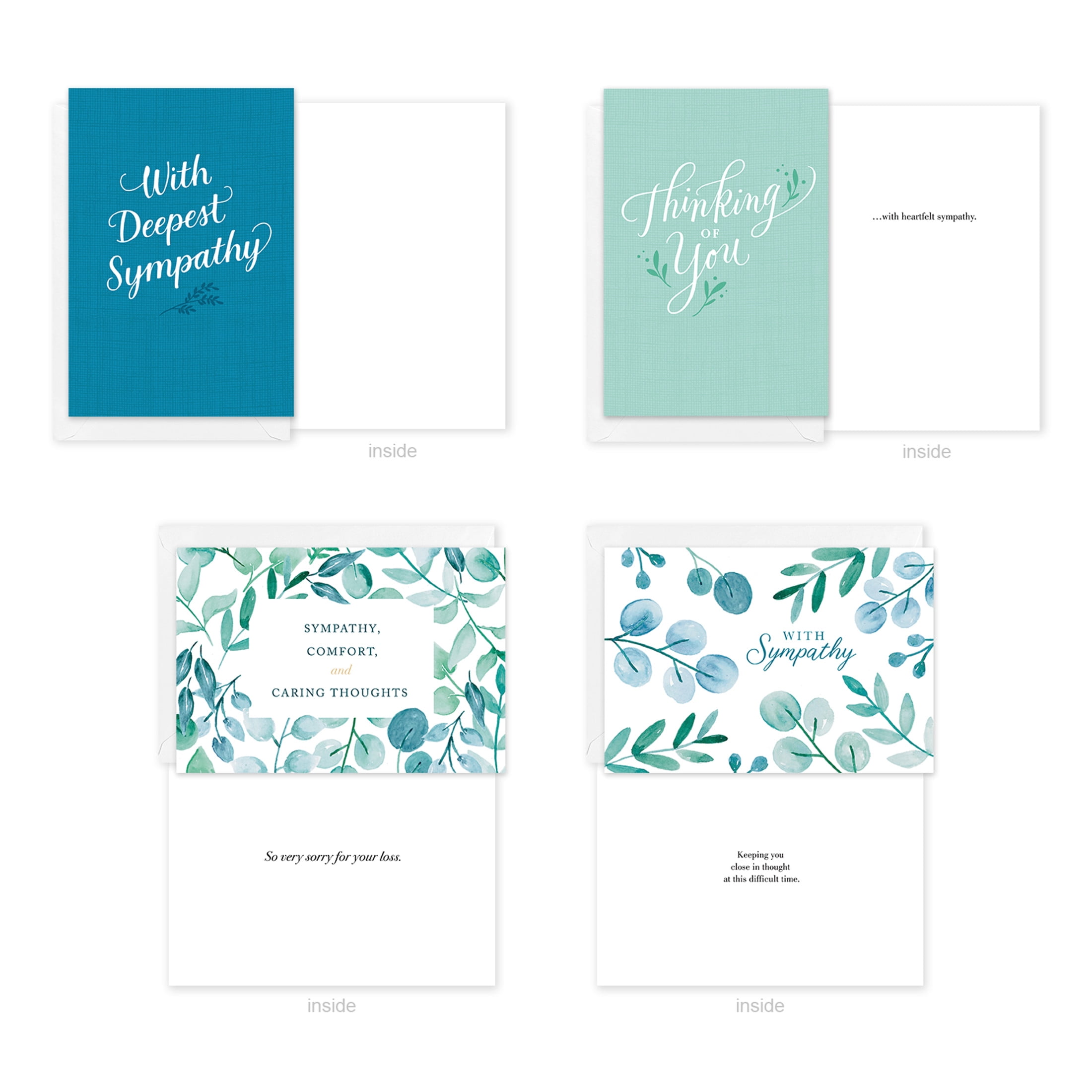 American Greetings Sympathy Card Bundle for Anyone, Blue Floral (4-Designs, 12-Count)