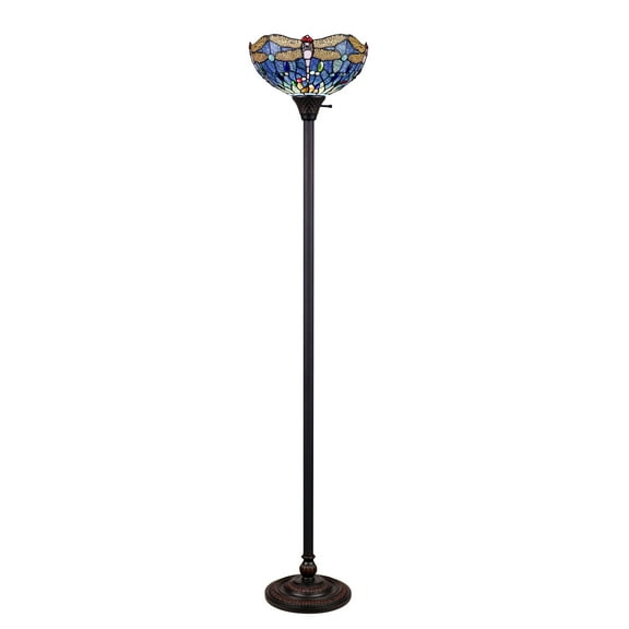 RADIANCE goods Dragonfly-Style Dark Bronze 1 Light Torchiere Floor Lamp 14" Wide