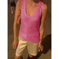 thumbnail image 6 of Women's Rose Pink Sparkly Sheer Knit Tank Top Asymmetrical Hem Sleeveless Casual Summer Camisole, 6 of 20