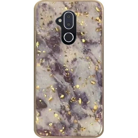 GSA Marble Glitter Case for Alcatel 7 Folio, 6062, T-Mobile REVVL 2 Plus, Purple