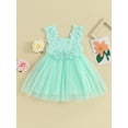 thumbnail image 2 of Hirigin Kids Baby Girl Crochet Lace Dress Sleeveless Floral Princess Dresses Fancy Gown Wedding Party Dresses 2-7 Years, 2 of 7