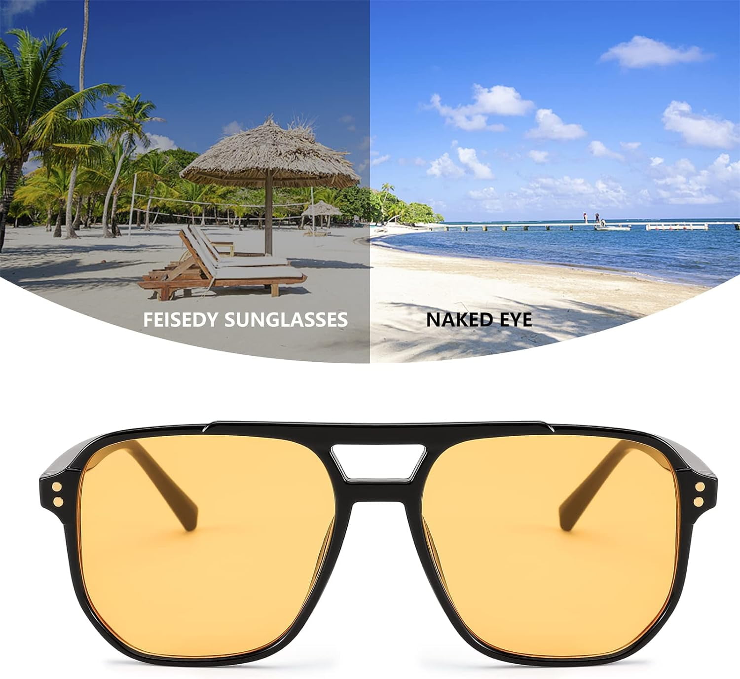 Retro Square Aviator Sunglasses Women Men 70s Vintage Trendy  display picture 1