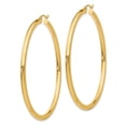 thumbnail image 2 of Real 14kt Yellow Gold Polished 3mm Lightweight Tube Hoop Earrings; for Adults and Teens; for Women and Men, 2 of 3