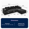 thumbnail image 5 of Avenco Velvnoir L-Shaped Convertible Sofa and Sectional Sleeper Sofa for Living Room and Office (3 Seater + 1 Ottoman), 5 of 10