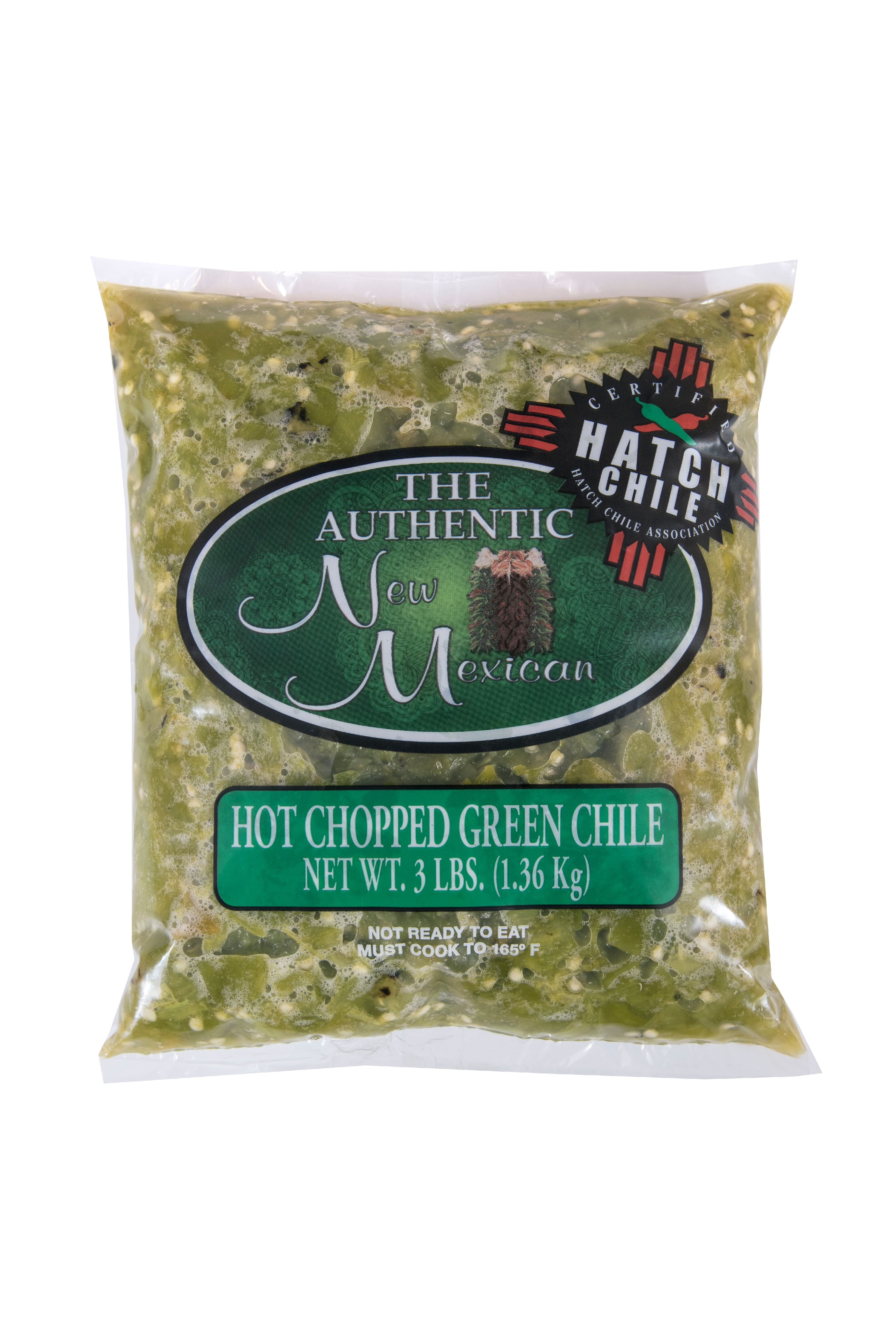 Authentic New Mexican Hatch Hot Chopped Green Chile 3 lb
