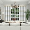 thumbnail image 4 of Lfeey Stripe Room Blackout Window Curtains, Drapes for Bedroom Living Room Kitchen Thermal Insulated 2 Panels, White, 42x63 inch, 4 of 6