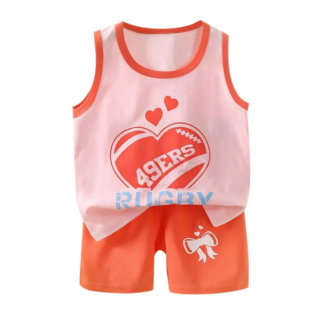 XDZJLR Toddler Outfits for Girls Children'S Tank Cartoon Printed Summer Dress for Sets