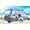 Blue Gradient, variant on Beach Canopy Cabana with 4 Corners, 6.5'×6.5' Tent Sun Shelter, Adjustable Height Beach Umbrella Tent with Side Wall, Wave Pattern