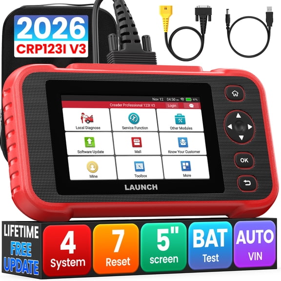 LAUNCH OBD2 Scanner Car Diagnostic Code Reader with 7 Reset Services, FCA SGW, AutoVIN, Throttle Adaptation, Battery Test, Oil Reset, Lifetime Free Update