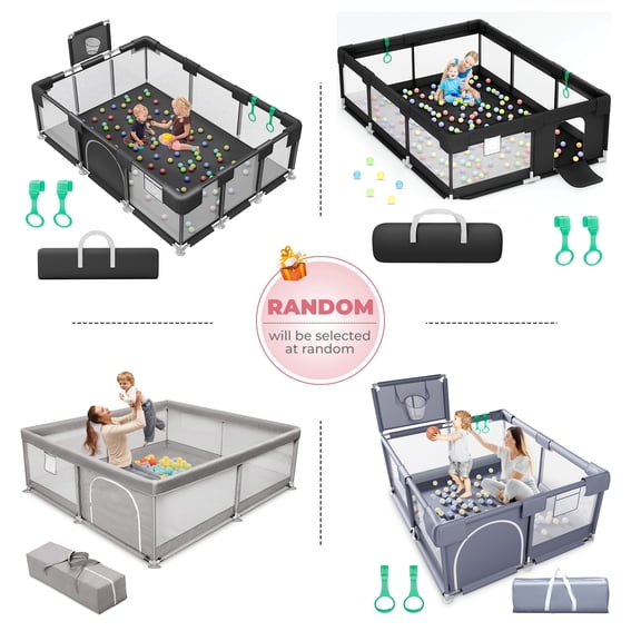 Babyeap Baby Playpen, Random Color & Style – One Will Be Selected (Black/Dark Gray/Light Gray), Large Play Yard for Toddlers