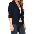 thumbnail image 2 of Women's Casual Office Wear Open Draped Front 3/4 Sleeves Basic Solid Blazer Jacket S-3XL, 2 of 3