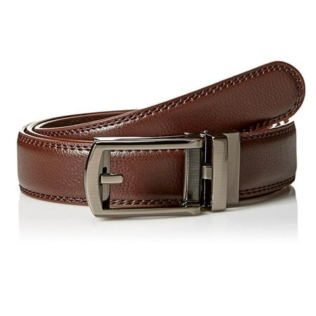 Mens Comfort Click Belt Brown Leather Belt No Holes Fits Size 28&quot; to 44&quot; Elegant - 0