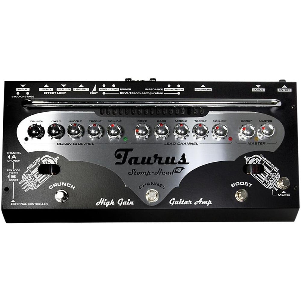 Taurus Stomp-Head Ultra Light Analog High Gain 70/40W Solid State Guitar Head Black